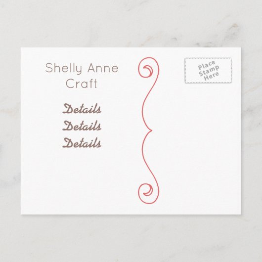 Roze Cabana Gestreepte Baby Aankondiging (Achterkant)