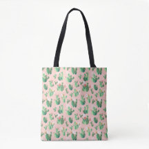 Roze Cactus Blooms Canvas tas