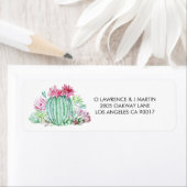 Roze cactus Flowers Succulents Waterverf Etiket (Insitu)