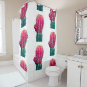 Roze Cactus foto douchegordijn (In situ)