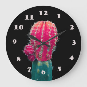 Roze Cactus Foto Wandklok Grote Klok