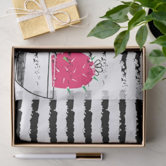 Roze Cactus gestreepte patroonontwerp Tissuepapier (Geschenk)