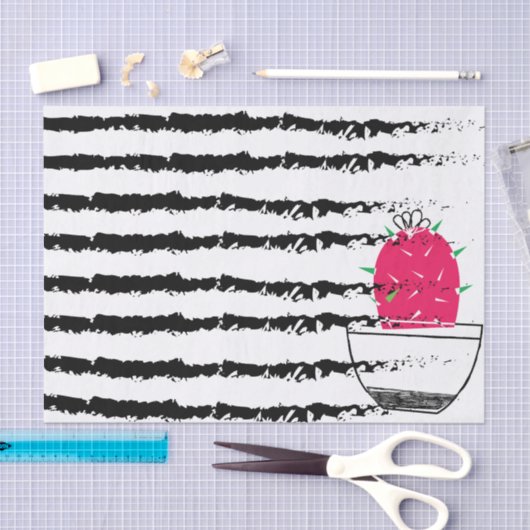 Roze Cactus gestreepte patroonontwerp Tissuepapier (Craft)