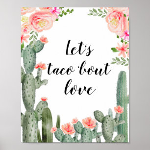 Roze Cactus Let's taco's over Vrijgezellenfeest Poster