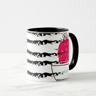 Roze Cactus Monogram gestript Mok