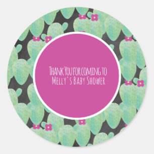 Roze Cactus Patroon Groene Dank Je Ronde Sticker