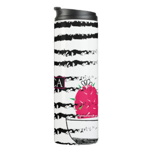 Roze Cactus striped Monogram Thermosbeker