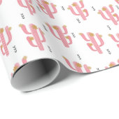  Roze Cactus Waterverf Patroon Cadeaupapier (Rol Hoek)