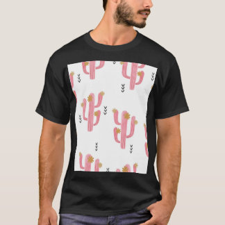 Roze Cactus Waterverf Patroon T-shirt