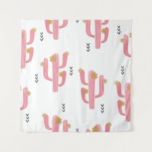 Roze Cactus Waterverf Patroon Wandkleed