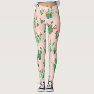 roze cactuusbloem leggings