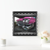 Roze Cadillac Black, witte cheques Vierkante Klok (Huis)