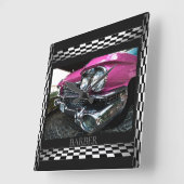 Roze Cadillac Black, witte cheques Vierkante Klok (Hoek)