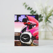 Roze Cadillac Briefkaart (Staand voorkant)