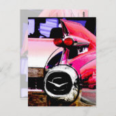 Roze Cadillac Briefkaart (Voorkant / Achterkant)