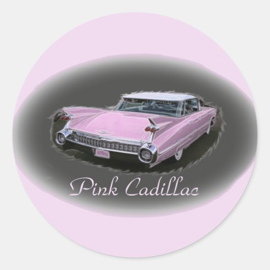 Roze Cadillac Flash Ronde Sticker (Voorkant)