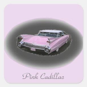 Roze Cadillac Flash Vierkante Sticker