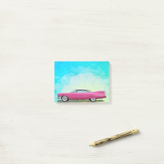 Roze Cadillac Post-it® Notes (Op bureau)