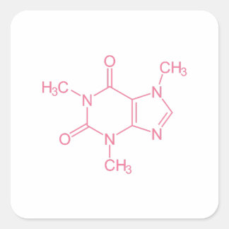 Roze Cafeïnemolecuul Vierkante Sticker