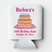 Roze Cake 50th Birthday Party Favor Blikjeskoeler (Achterkant)