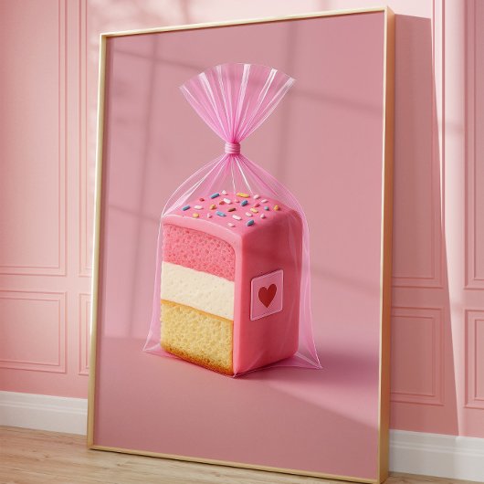 Roze Cake Art Print, Schattigee pastelmuur bakkeri Poster