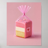 Roze Cake Art Print, Schattigee pastelmuur bakkeri Poster (Voorkant)