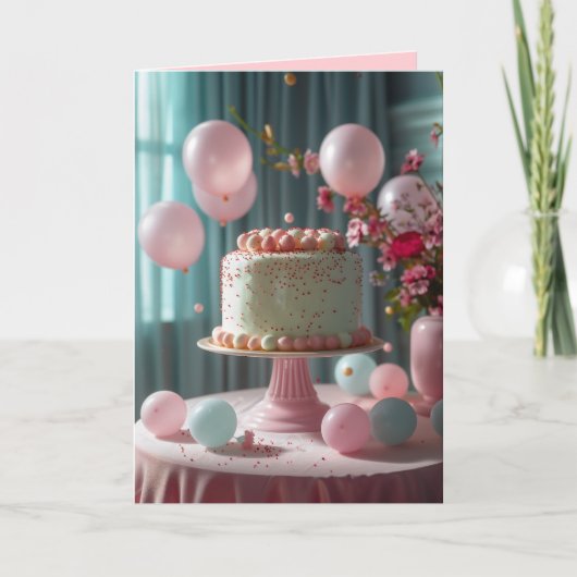 Roze Cake En Ballonnen (Voorkant)
