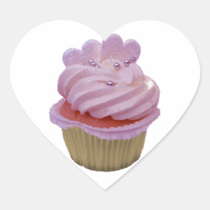 Roze cake en harten hart sticker