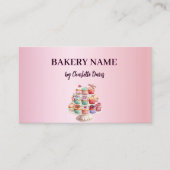 Roze cake gebak cupcakes bakkerij QR code Visitekaartje (Voorkant)