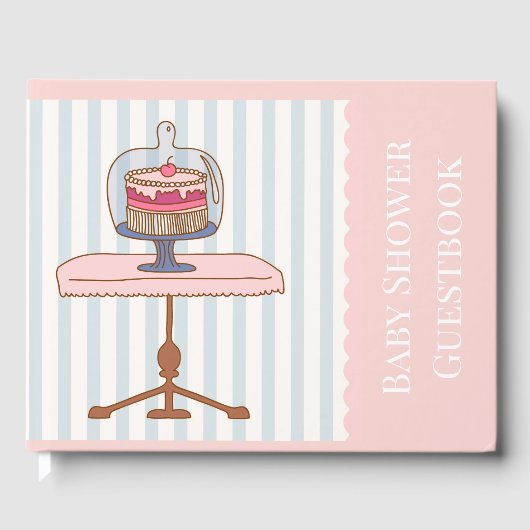 Roze cake girl baby shower gastenboek (Voorkant)