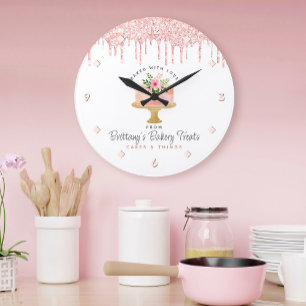 Roze Cake Glitter Druppels Moderne Chic Bakkerij Grote Klok