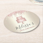 Roze cake glitters druppels elegant meisjesachtig ronde kartonnen onderzetter (Gebogen)