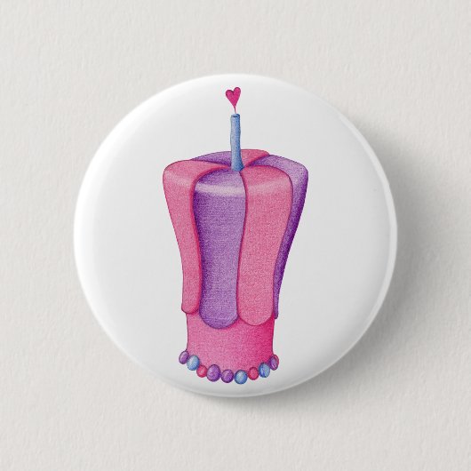 Roze Cake Heart Button (Voorkant)