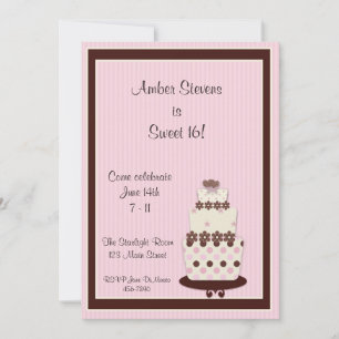 Roze Cake Invitation Kaart