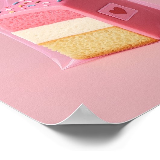 Roze cake kunstprint, Mooie pastel muur bakkerij Poster (Hoek)