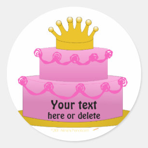 Roze Cake met kroongeboorte Ronde Sticker