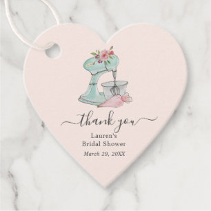 Roze cake mixer Bruidsuitnodiging Hart Bedankt Bedankjes Labels