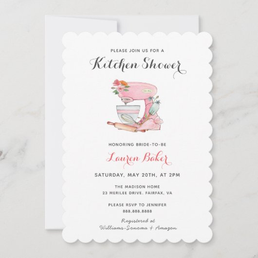 Roze Cake mixer Keuken Bruidsdouche Uitnodiging (Voorkant)