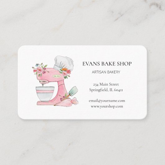 Roze Cake mixer logo Bakkerij Visitekaartje (Voorkant)