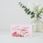 Roze cake visitekaartje (Staand voorkant)