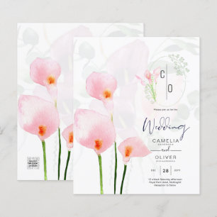 Roze Calla lelie bloemen trouw uitnodiging LeahG