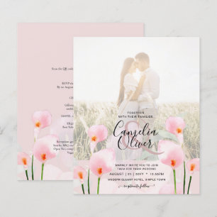 Roze Calla lelie LeahG FOTO Overlay Trouw Uitnodig