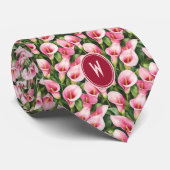 Roze Calla Lelies Bloem Stropdas (Opgerold)