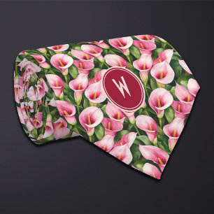 Roze Calla Lillies Bloemen Stropdas