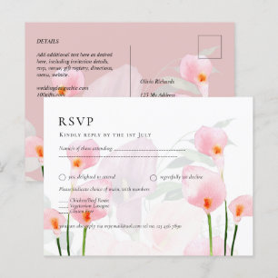 Roze Calla Lily Bouquet Wedding RSVP Briefkaart