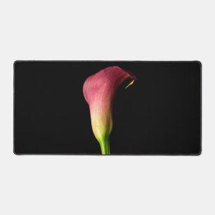 Roze Calla Lily Elegante foto zwarte achtergrond Bureaumat