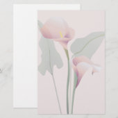 Roze Calla Lily Floral Stationery Briefpapier (Voorkant / Achterkant)