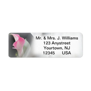 Roze Calla Lily Flourish Lijst Adres Etiket