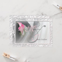 Roze Calla Lily Flourish Lijst Wedding Invitation Kaart