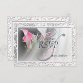 Roze Calla Lily Flourish Lijst Wedding RSVP (Voorkant / Achterkant)